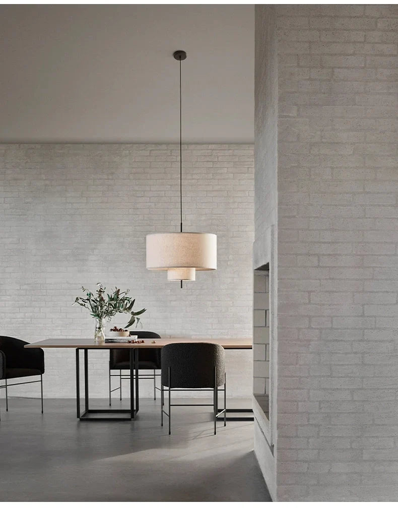Scandinavian Wabi-Sabi Fabric Pendant Light – Modern LED Ceiling Pendant | Soft Ambient Lighting | Designer Hanging Lamp