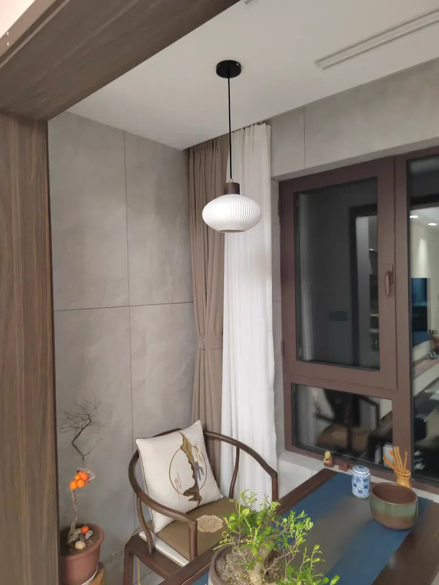 Ceramic & Wood Pendant Light – Modern Nordic LED Hanging Lamp | Natural Contemporary Lighting
