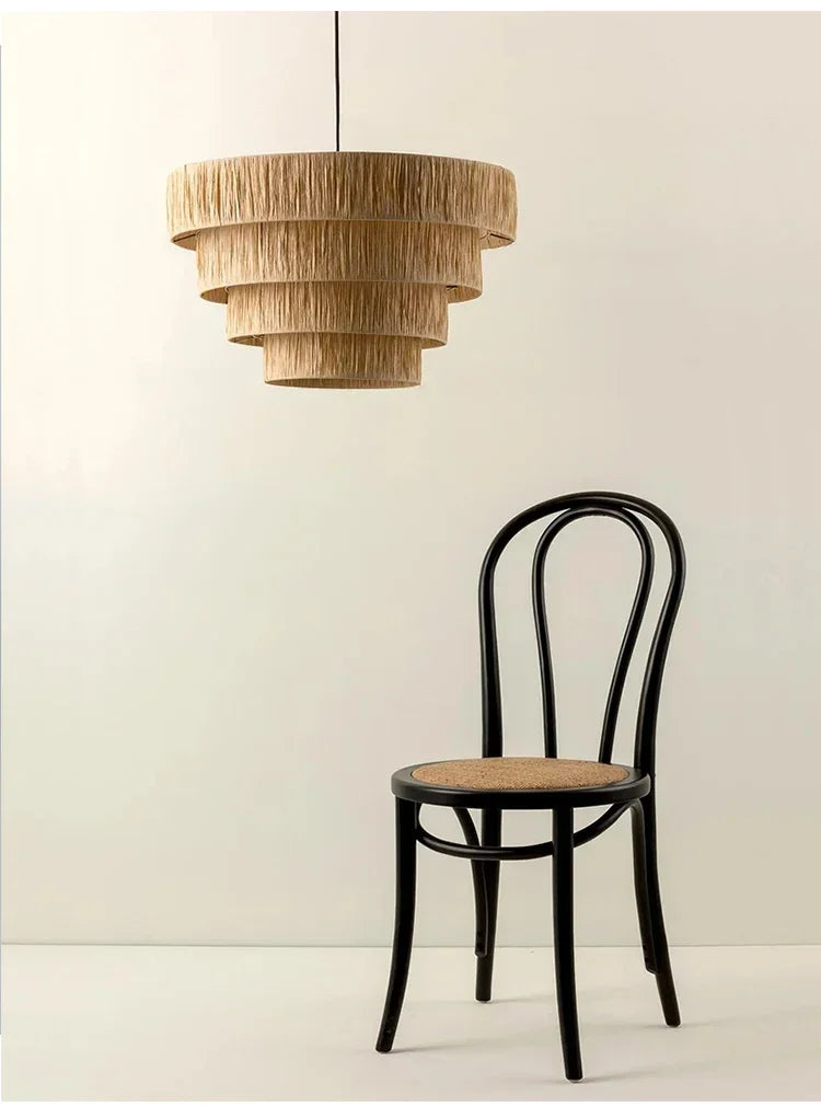 Wabi Sabi Rattan Pendant Light – Handwoven Japanese Ceiling Lamp | Natural Ambient Lighting | Artisan Interior Feature