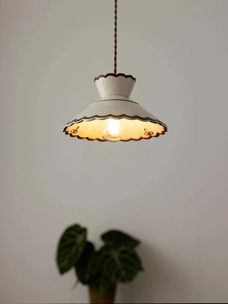 Dark Green Ceramic Pendant Light with Copper Finish – Retro Nordic Ceiling Lamp | Elegant Ambient Lighting