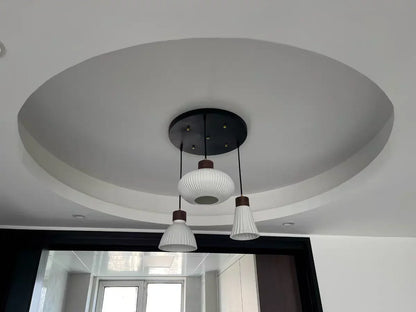 Ceramic & Wood Pendant Light – Modern Nordic LED Hanging Lamp | Natural Contemporary Lighting