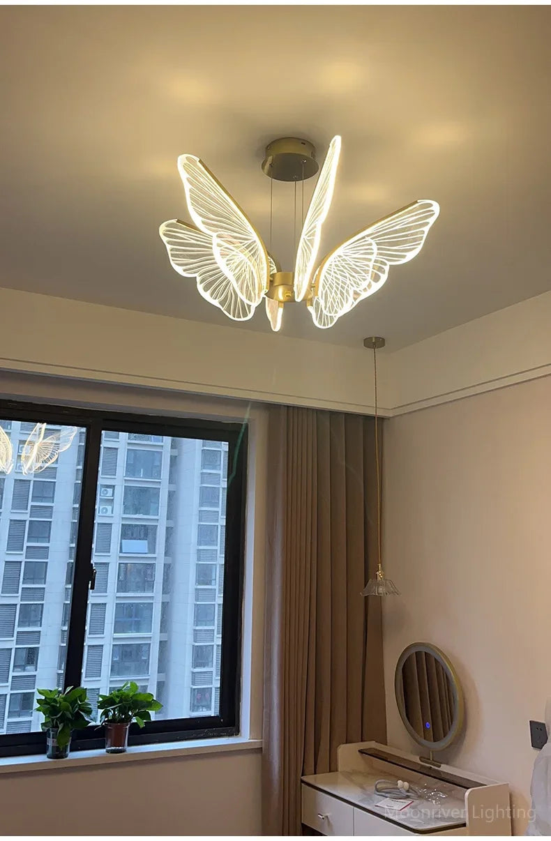 Butterfly Glow LED Pendant Light – Dimmable Designer Ceiling Light | Remote-Controlled Ambient Lighting | Contemporary Luxury Interior Feature