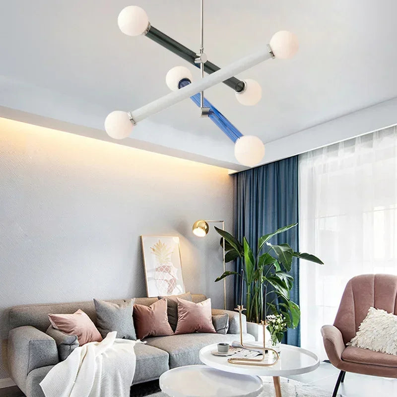 ArtGlow Modern Colorful Chandelier – Art Deco Glass & Acrylic Pendant Light for Contemporary Interiors