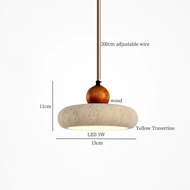 Travora Wabi Pendant Light – Natural Travertine Stone Ceiling Lamp | Japandi Ambient Lighting | Sculptural Interior Elegance