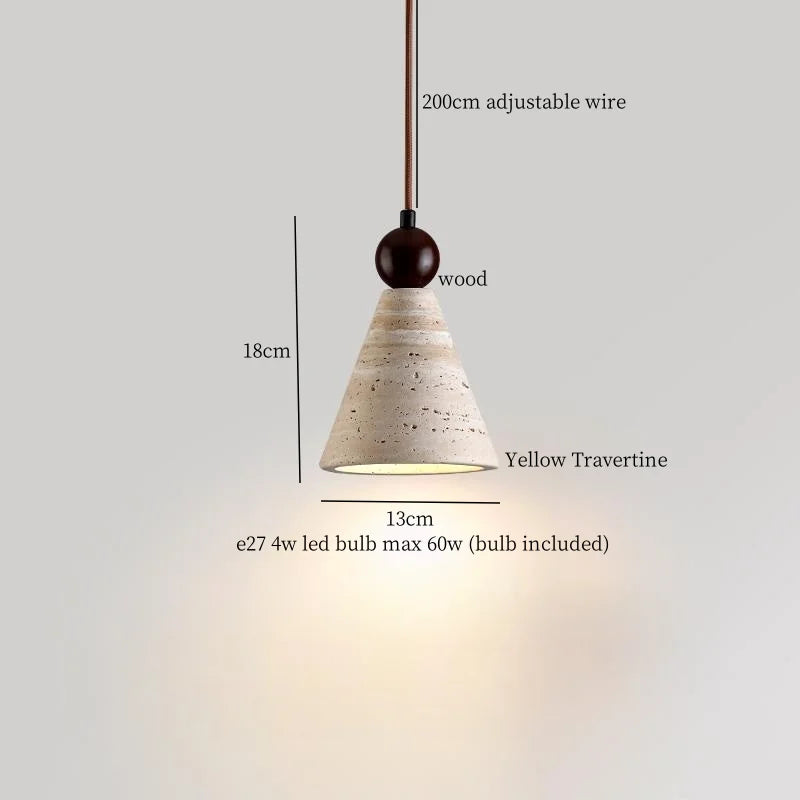 Travora Wabi Pendant Light – Natural Travertine Stone Ceiling Lamp | Japandi Ambient Lighting | Sculptural Interior Elegance