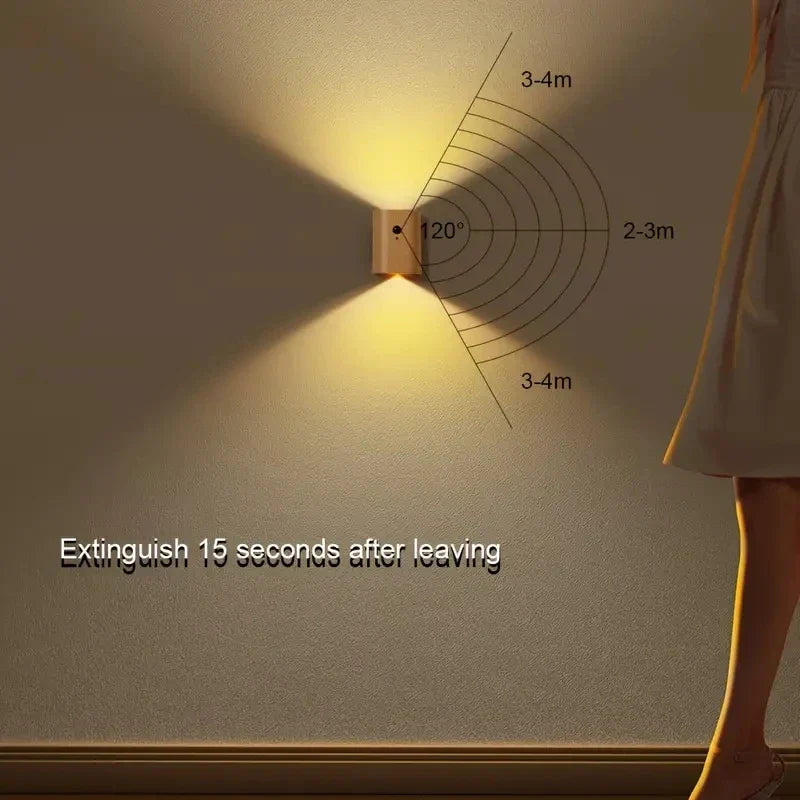 NordVale Sensor Wall Light – Wooden LED Motion Sensor Lamp | Modern Up & Down Ambient Lighting
