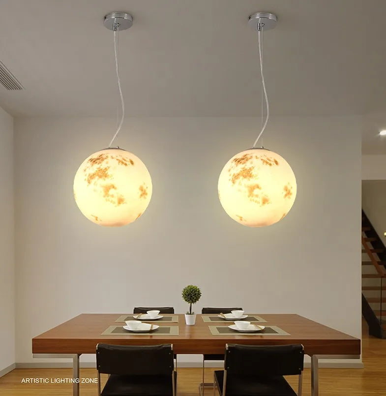 Moonlight Halo LED Pendant Light – Scandinavian Designer Ceiling Lamp | Contemporary Ambient Lighting | Statement Interior Feature