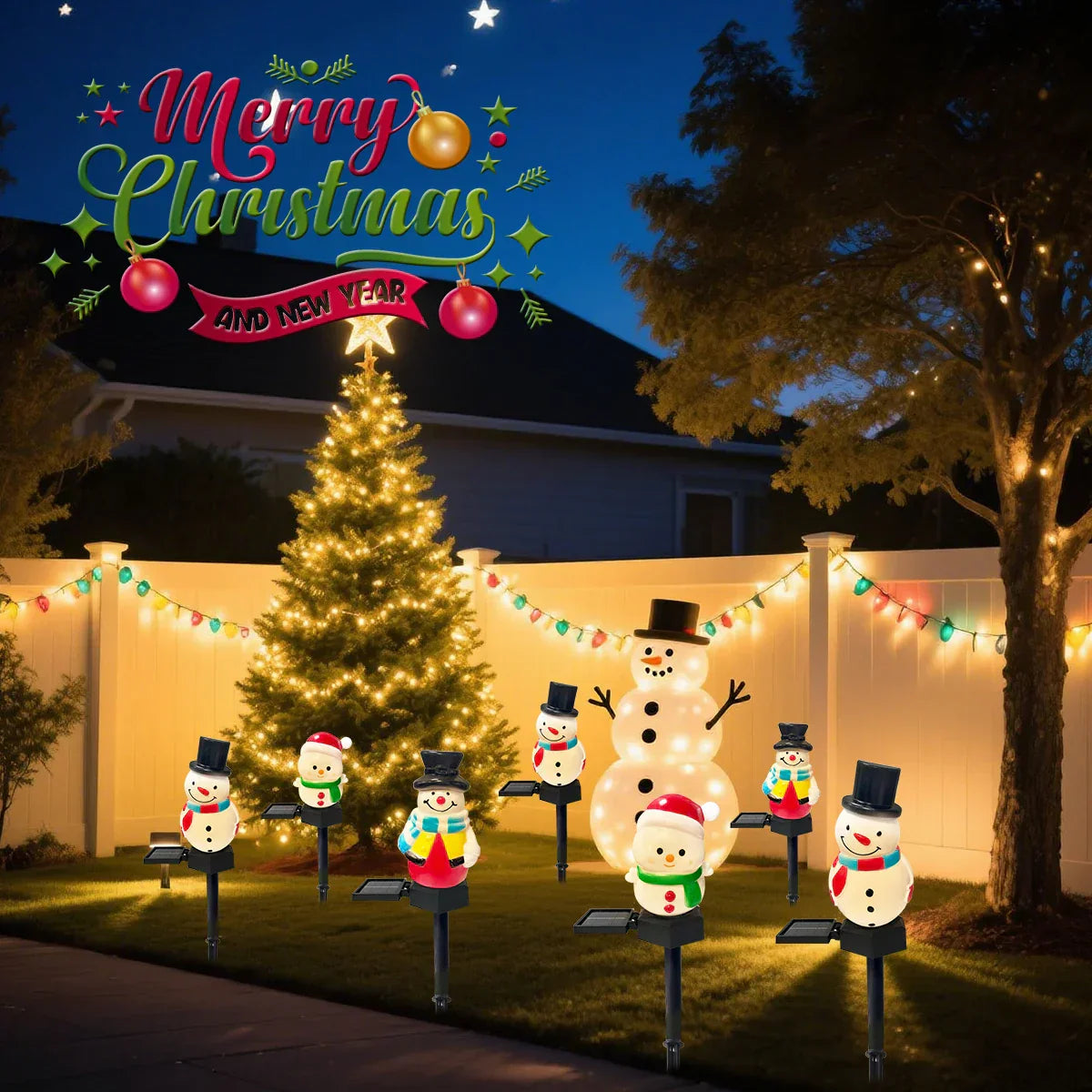 SnowGlow Solar Snowman Path Lights – Waterproof LED Garden Lights | Festive Outdoor Christmas Decoration
