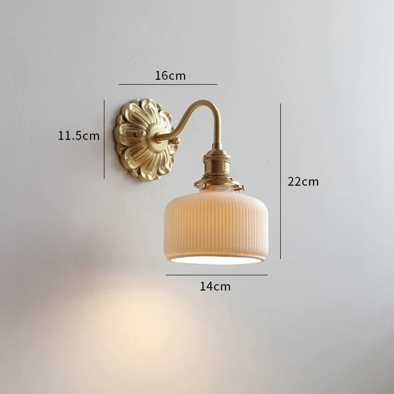 Frosted Glass LED Wall Light with Copper Finish – Modern Luxury Wall Sconce | Elegant Ambient Lighting