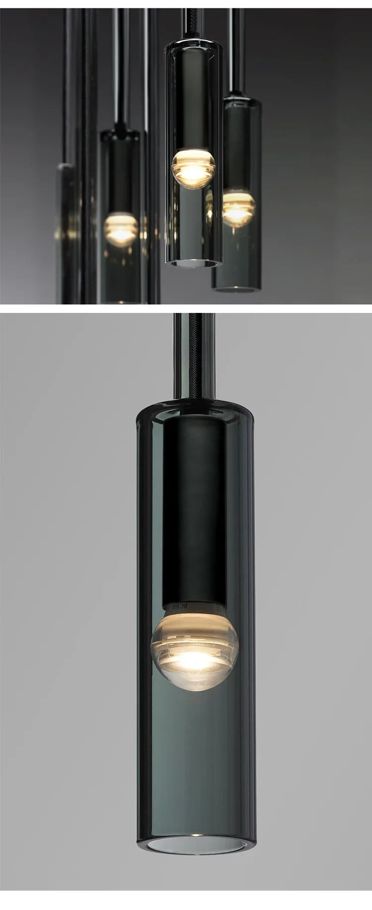 Noir Glass Pendant Light – Contemporary E27 Ceiling Light | Elegant Ambient Illumination | Modern Interior Statement