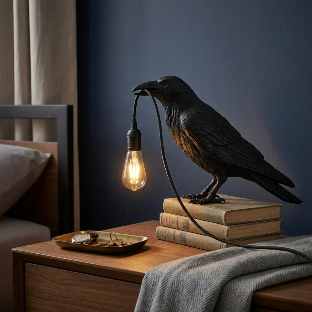Lucky Bird Resin Table Lamp – Modern LED Decorative Table Light | Contemporary Bedroom & Living Room Lamp | Designer Home Décor