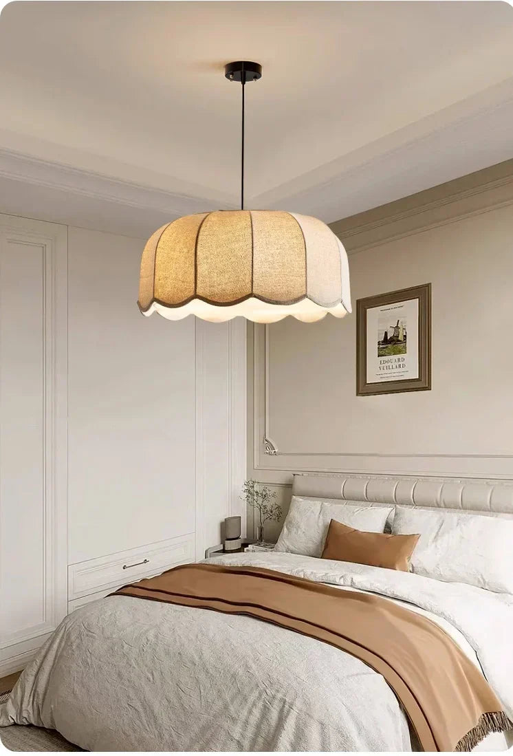 Hoshira Linen Pendant Light – Japandi Wabi-Sabi Ceiling Lamp | Soft Ambient LED Lighting for Modern Interiors