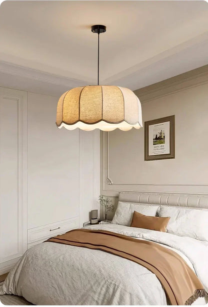 Hoshira Linen Pendant Light – Japandi Wabi-Sabi Ceiling Lamp | Soft Ambient LED Lighting for Modern Interiors