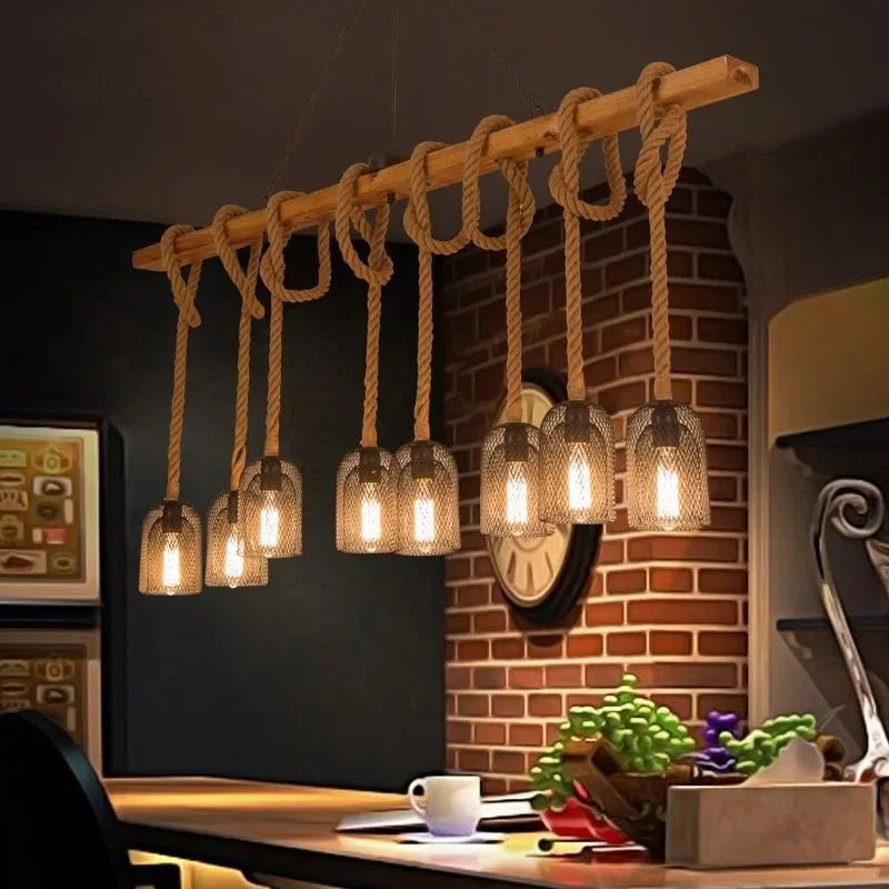 Vintage Farmhouse Chandelier – Five-Light Industrial Pendant | Rustic Café & Restaurant Lighting | Americana-Inspired Statement Piece