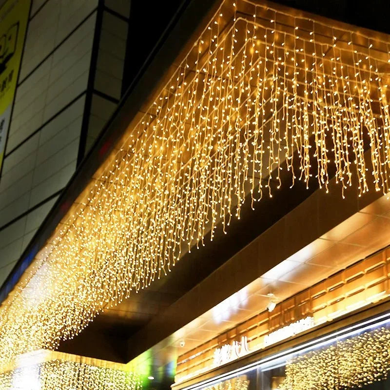 LumaSnow 4M LED Snowflake Curtain Lights – Christmas Icicle String Lights for Windows, Parties & Holiday Decorations