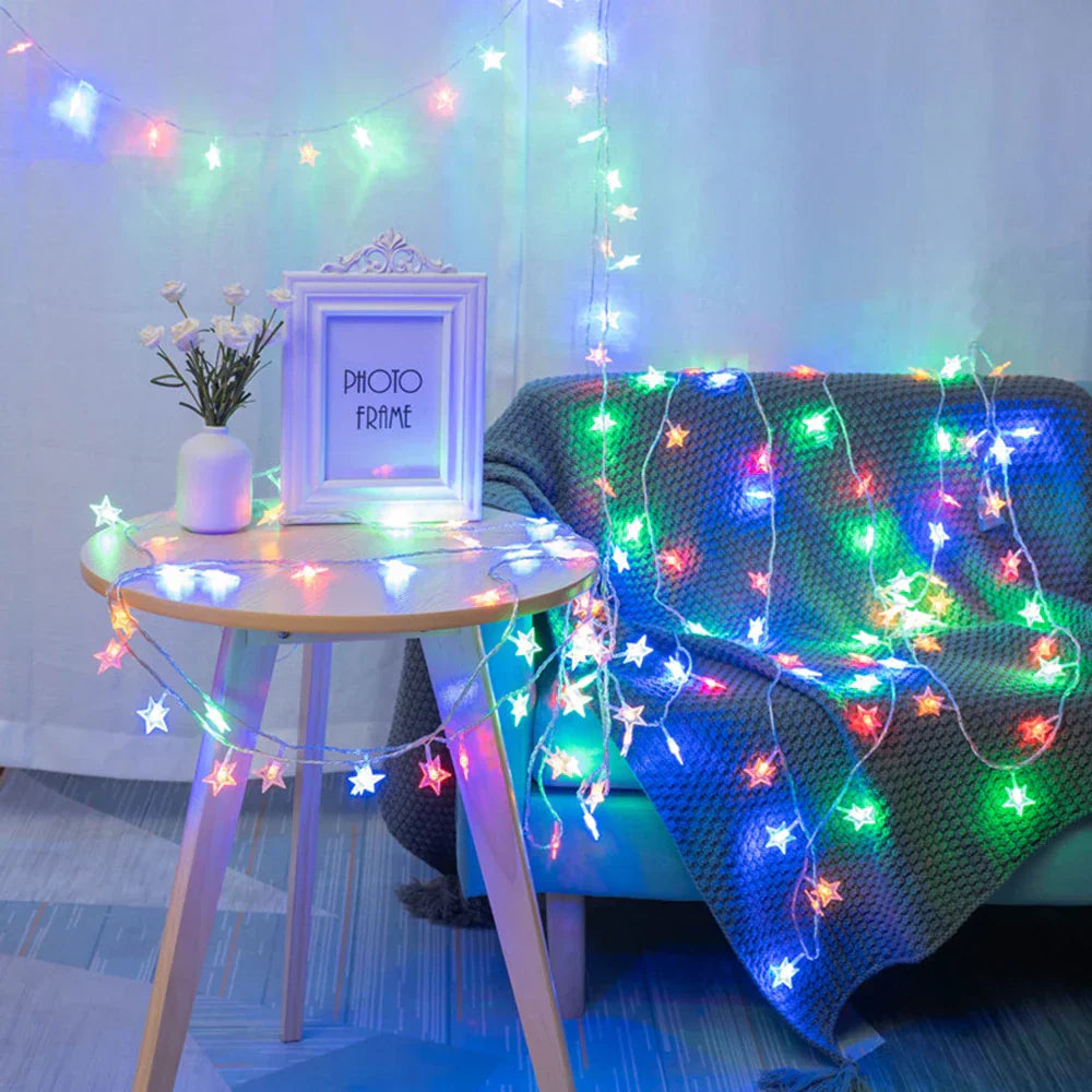 StellaGlow LED Star String Lights – Battery-Powered Decorative Fairy Lights for Indoor & Outdoor Use