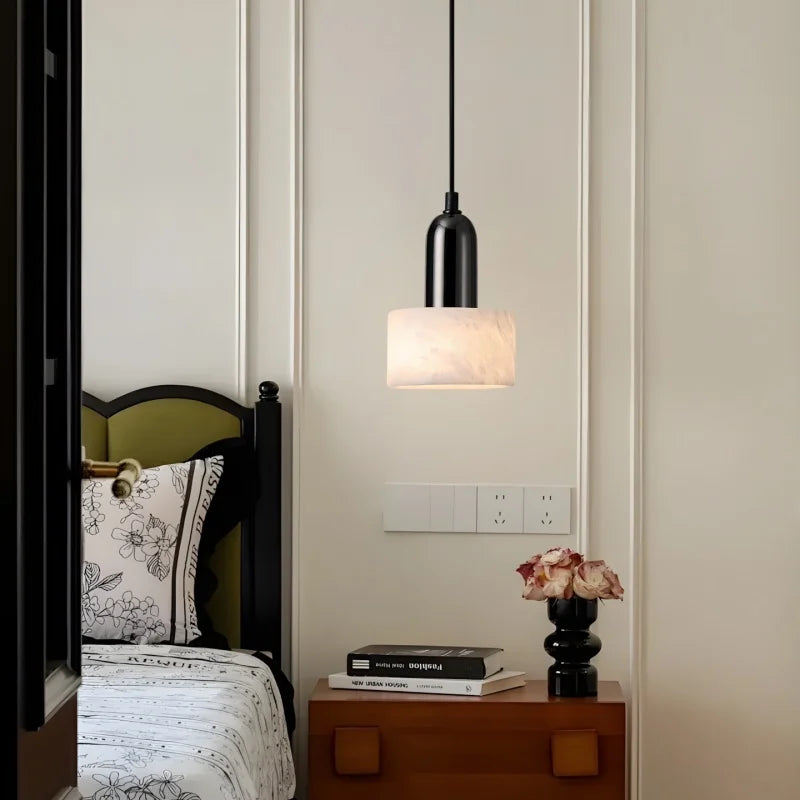 Marble Pendant Light with Iron Finish – Modern Nordic LED Ceiling Lamp | Luxury Contemporary Lighting