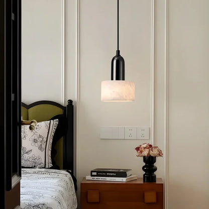 Marble Pendant Light with Iron Finish – Modern Nordic LED Ceiling Lamp | Luxury Contemporary Lighting