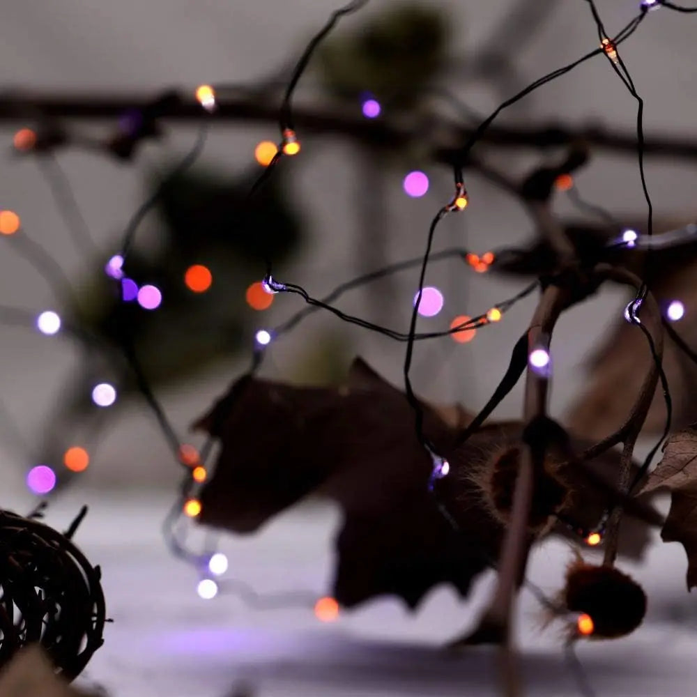 GLOWSPELL LED String Lights – Purple & Orange Halloween Fairy Lights | USB Powered with Remote Control