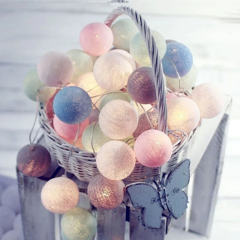 LumiCotton LED Cotton Ball String Lights – Decorative Fairy Lights for Home, Garden & Seasonal Celebrations