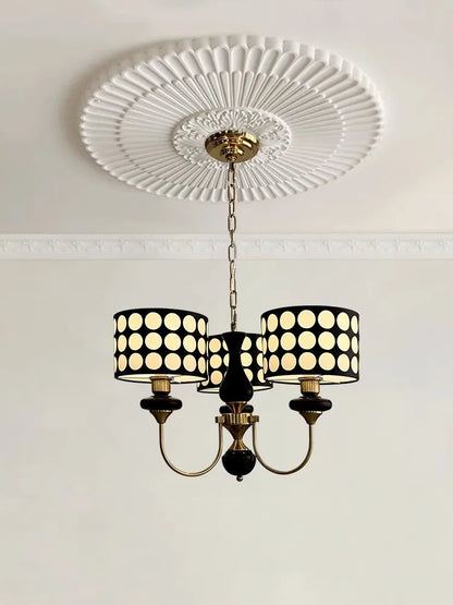 Traditional Copper Chandelier with Fabric Shades – Luxury Classic Ceiling Light | Elegant Ambient Lighting