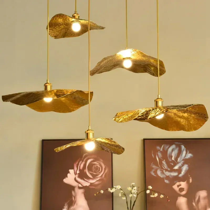 Gold Lotus Pendant Light – Vintage Zen Ceiling Lamp | Luxury Ambient Hanging Lighting