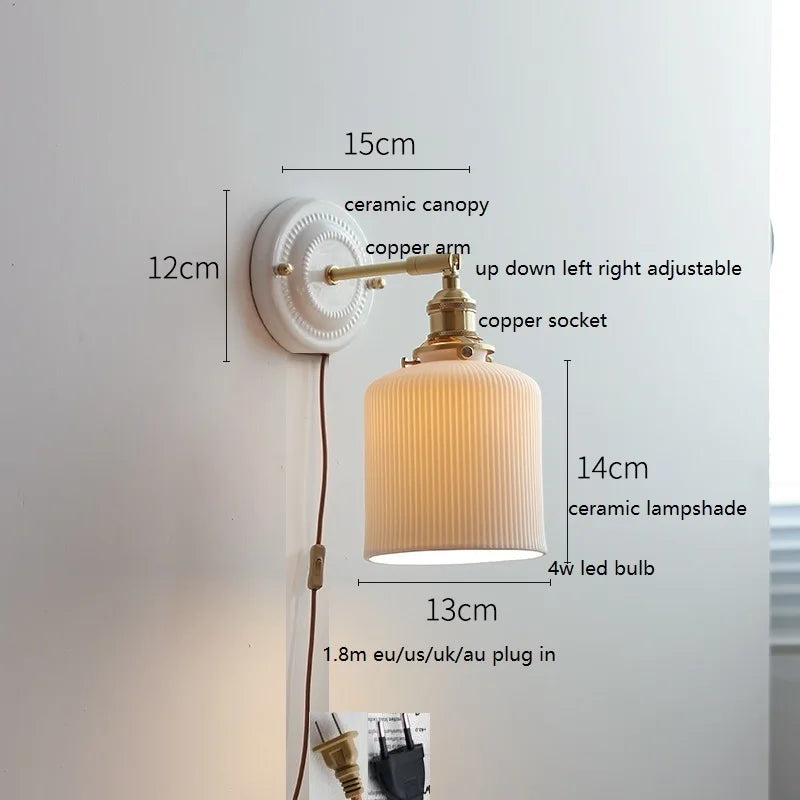 Aurelle Ceramic Wall Light – Adjustable E27 Wall Lamp | Contemporary Copper Lighting | Elegant Interior Illumination
