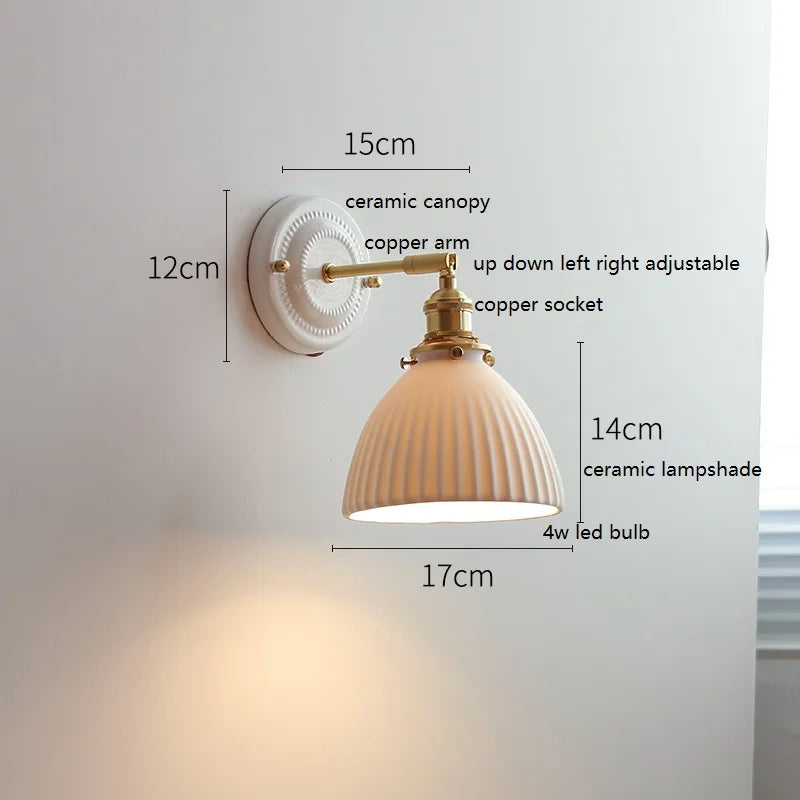 Aurelle Ceramic Wall Light – Adjustable E27 Wall Lamp | Contemporary Copper Lighting | Elegant Interior Illumination