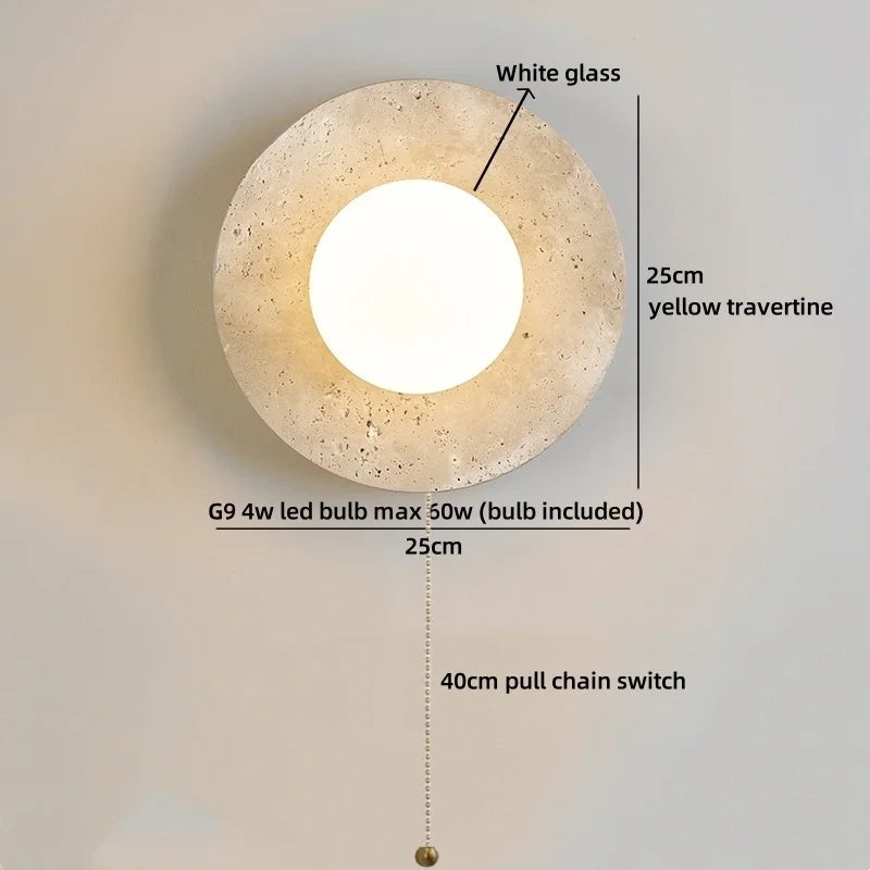Travertine Stone LED Wall Light – Modern Luxury Wall Sconce | Warm Ambient Interior Lighting
