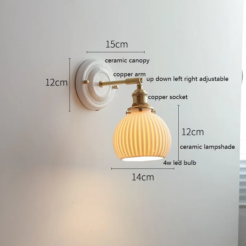 Aurelle Ceramic Wall Light – Adjustable E27 Wall Lamp | Contemporary Copper Lighting | Elegant Interior Illumination