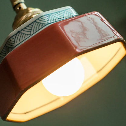 Dark Green Ceramic Pendant Light with Copper Finish – Retro Nordic Ceiling Lamp | Elegant Ambient Lighting