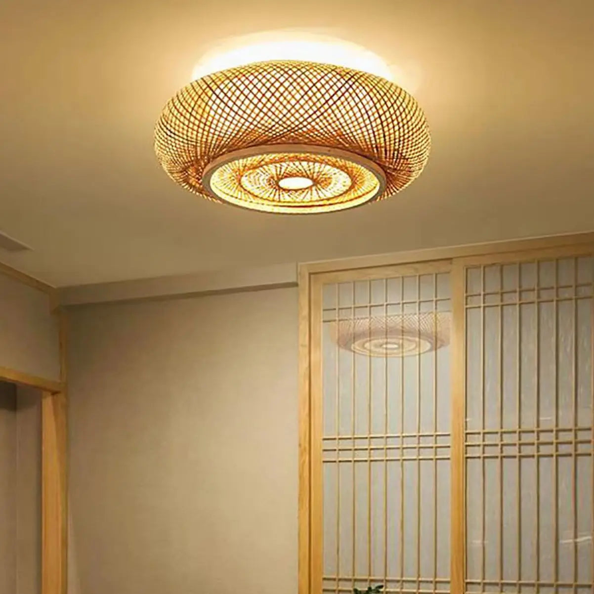 LumaBambu: Moderne Bamboe Plafondlamp Flush-Mount-Leuchtezauber
