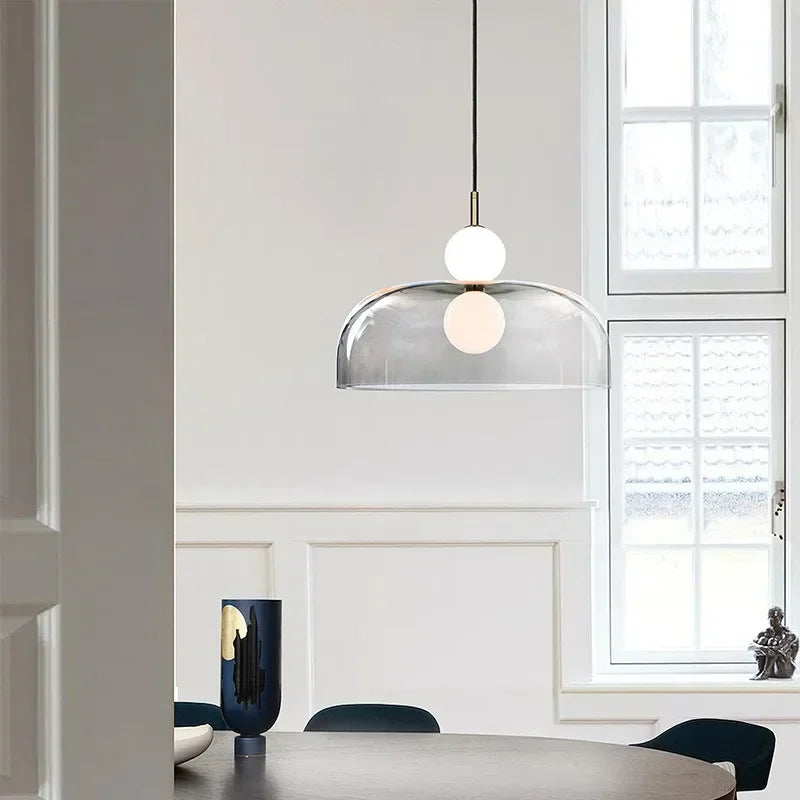 Nordic Globe Pendant Light – Double Glass LED Ceiling Lamp | Scandinavian Designer Lighting | Elegant Dining Room Feature