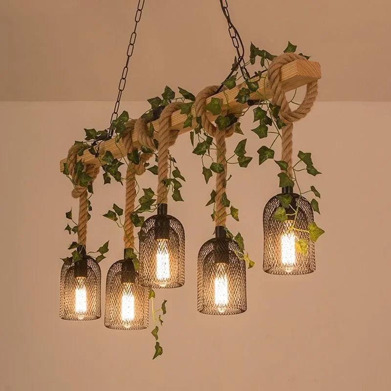 Vintage Farmhouse Chandelier – Five-Light Industrial Pendant | Rustic Café & Restaurant Lighting | Americana-Inspired Statement Piece