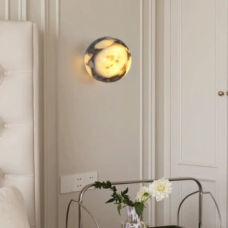 Luxury Marble Globe Wall Light – Natural Stone LED Wall Lamp for Bedrooms, Living Rooms, Hallways & Staircases