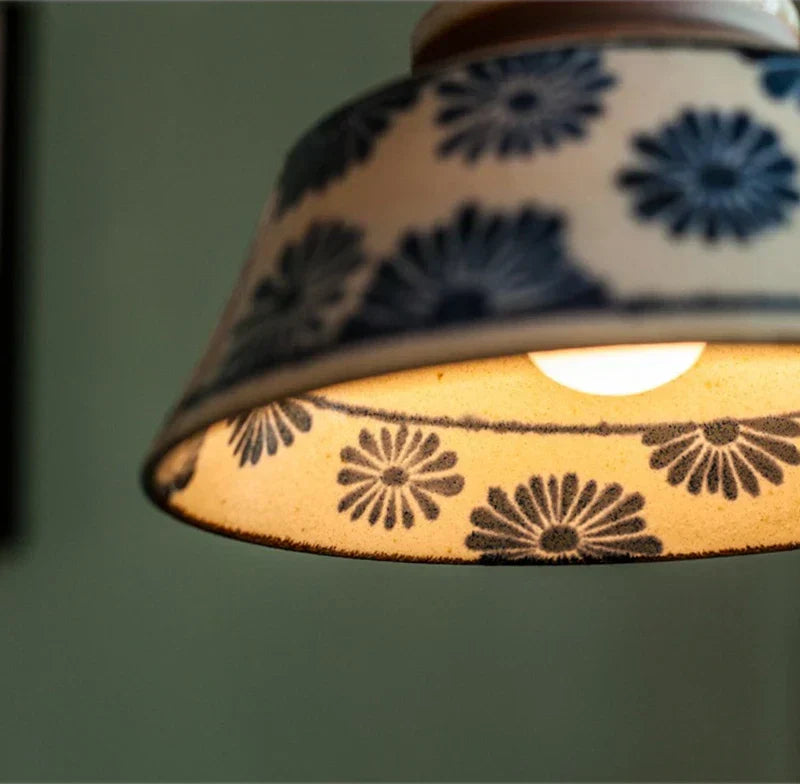 Dark Green Ceramic Pendant Light with Copper Finish – Retro Nordic Ceiling Lamp | Elegant Ambient Lighting