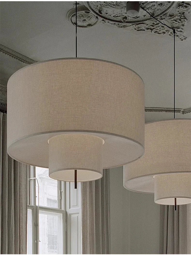 Scandinavian Wabi-Sabi Fabric Pendant Light – Modern LED Ceiling Pendant | Soft Ambient Lighting | Designer Hanging Lamp