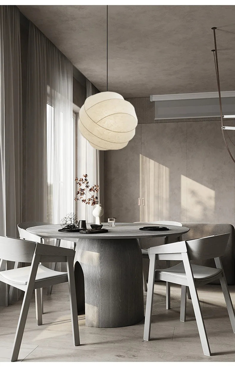 SereneSilk Pendant Light – Wabi-Sabi Silk Ceiling Lamp | Japanese Minimalist Lighting for Elegant Interiors