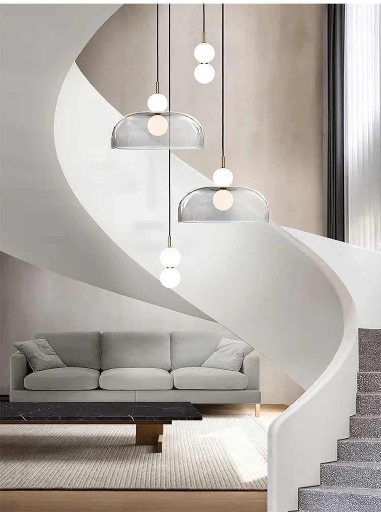 Nordic Globe Pendant Light – Double Glass LED Ceiling Lamp | Scandinavian Designer Lighting | Elegant Dining Room Feature