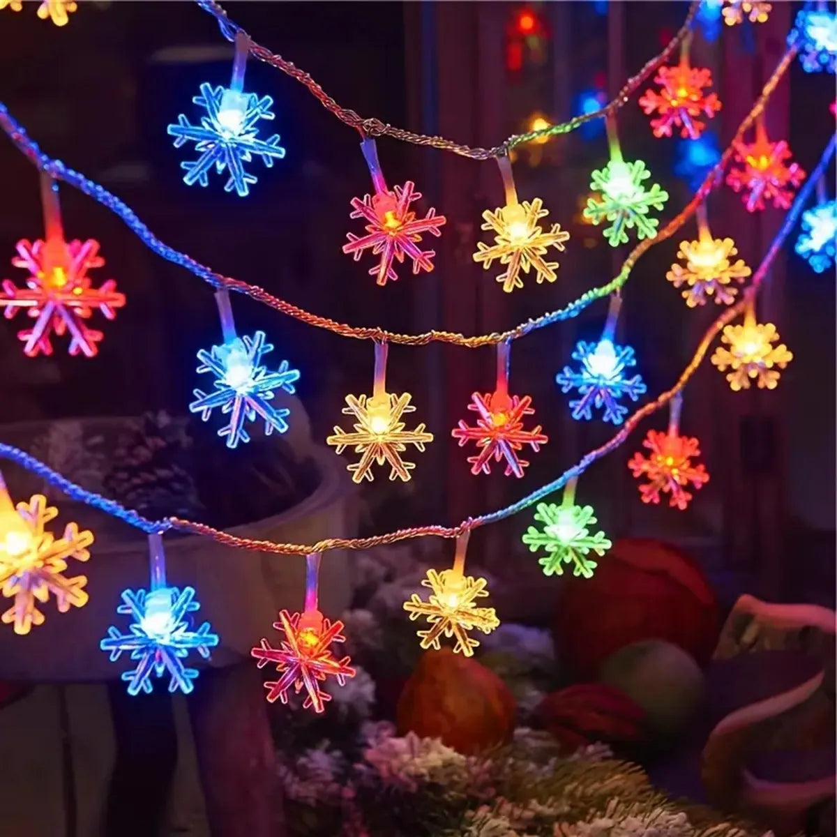 FrostLume LED Snowflake String Lights – Festive Decorative Lighting for Indoor & Outdoor Use