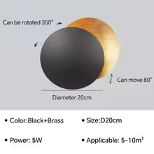 Eclipse Aura Wall Light – Rotating Gold LED Sconce | Luxury Modern Ambient Lighting