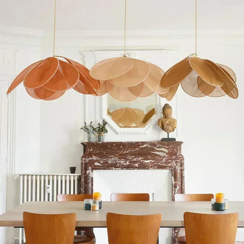 Floral Fabric Pendant Light – Designer E27 Ceiling Lamp | Artistic Ambient Lighting | Contemporary Statement Feature