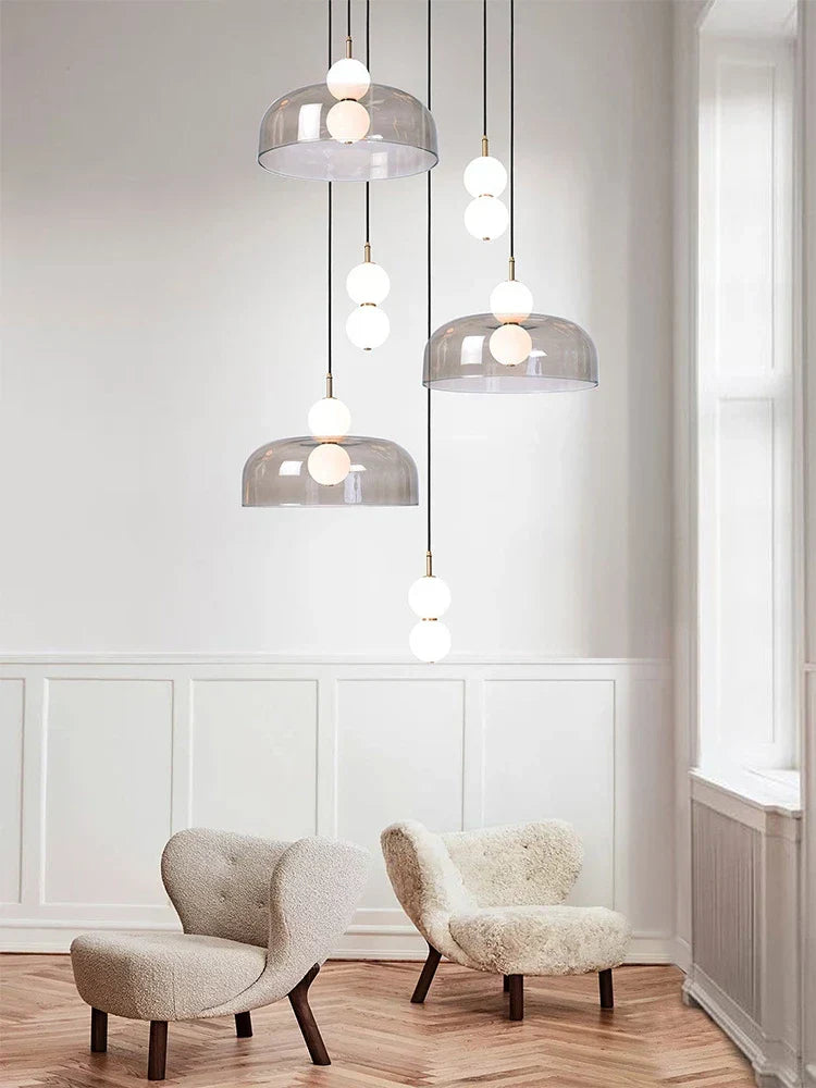Nordic Globe Pendant Light – Double Glass LED Ceiling Lamp | Scandinavian Designer Lighting | Elegant Dining Room Feature