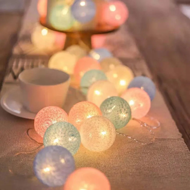 LumiCotton LED Cotton Ball String Lights – Decorative Fairy Lights for Home, Garden & Seasonal Celebrations