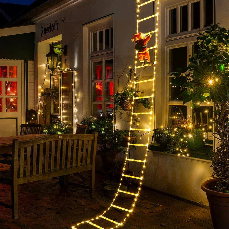 WeihnachtsLicht Santa Ladder LED Lights – Climbing Santa Christmas Decoration | USB-Powered Festive Lighting