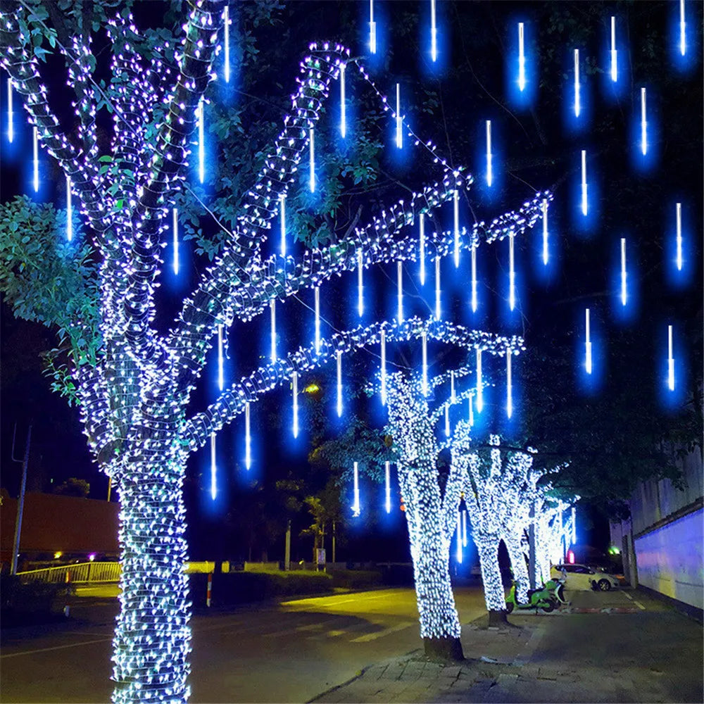 SternFall 50cm LED Meteor Shower String Lights – 8-Tube Falling Rain Lights for Outdoor Christmas & Garden Decoration