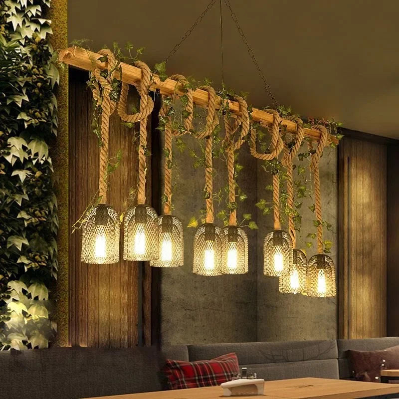 Vintage Farmhouse Chandelier – Five-Light Industrial Pendant | Rustic Café & Restaurant Lighting | Americana-Inspired Statement Piece
