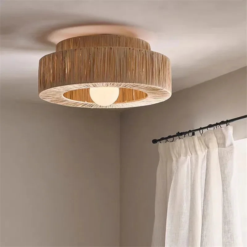 Wabi Sabi Rattan Pendant Light – Handwoven Japanese Ceiling Lamp | Natural Ambient Lighting | Artisan Interior Feature