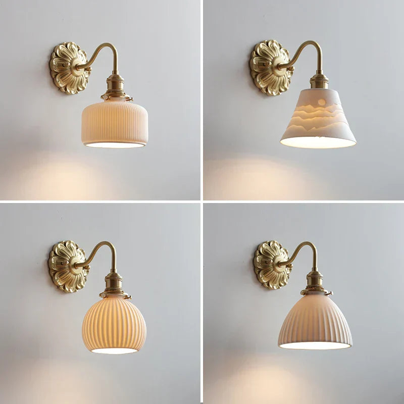 Frosted Glass LED Wall Light with Copper Finish – Modern Luxury Wall Sconce | Elegant Ambient Lighting