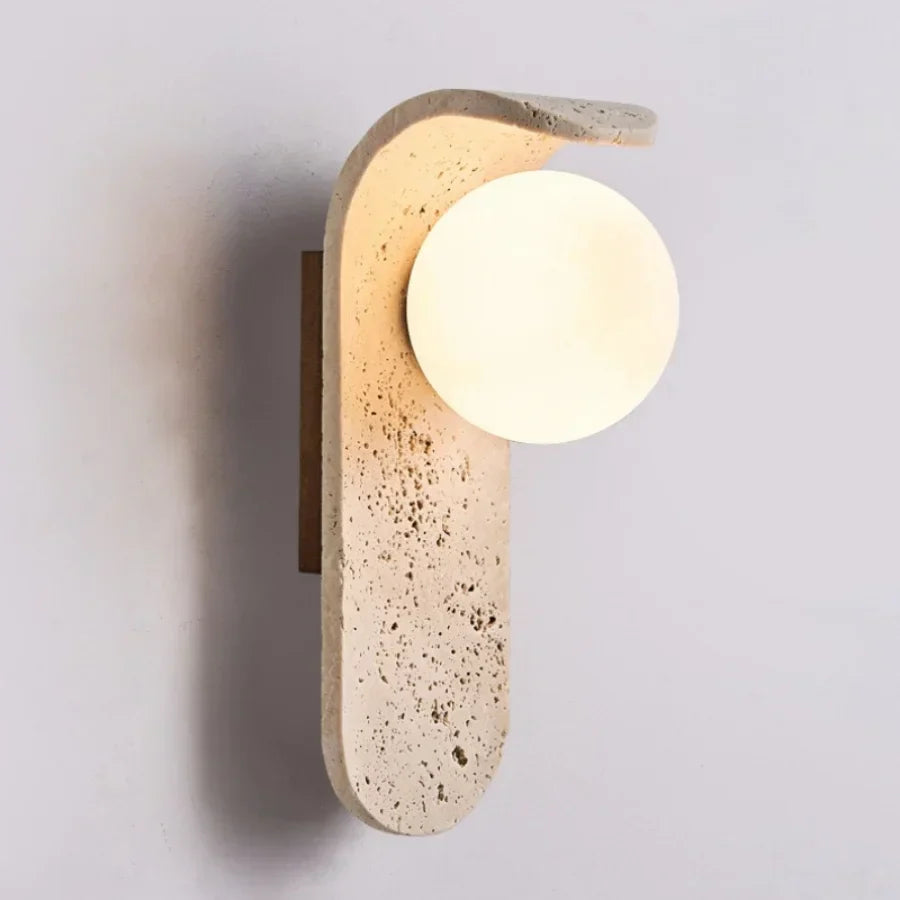 Cavora Stone Wall Light – Scandinavian Glass & Natural Stone Sconce | Up & Down Ambient Lighting | Contemporary Interior Design